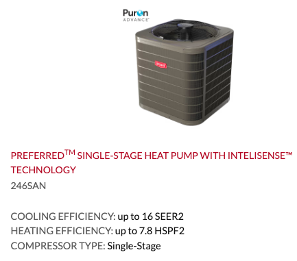 Preferred Single Stage Heat Pump Sun Air